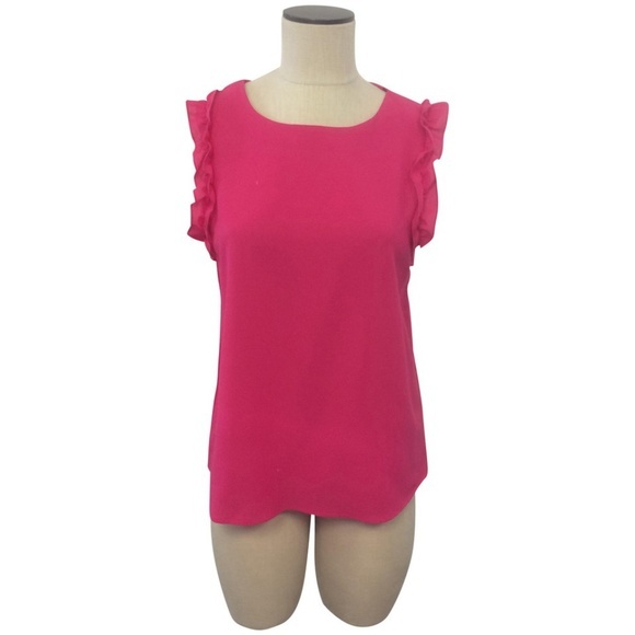 New Shenermei Hot Pink Ruffle Accent Tank Blouse - Picture 1 of 3